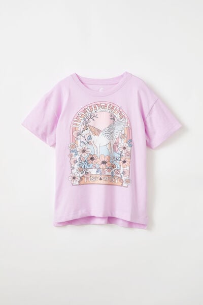 Poppy Short Sleeve Graphic Print Tee, PALE VIOLET/FREE SPIRIT