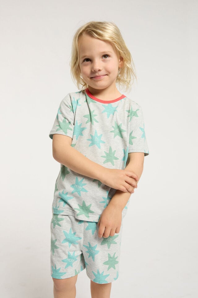 Jordan Short Sleeve Pyjama Set, CLOUD MARLE/GEO STARS