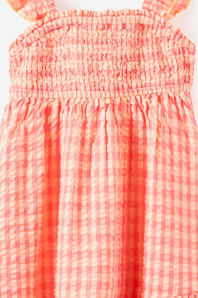 Gigi Flutter Sleeve Dress, APRICOT MIST/SUNKISSED GINGHAM