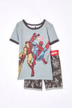 Spiderman Sawyer Super Soft Short Sleeve Pyjama Set, LCN MAR WINTER GREY/ IRON MAN & SPIDERMAN BFF - alternate image 1