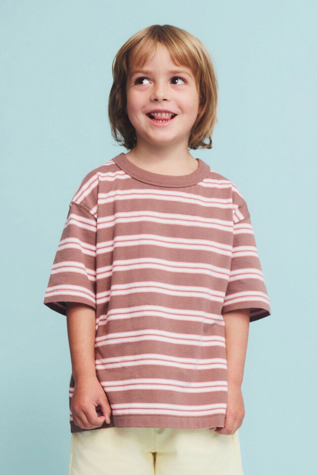 Essentials Short Sleeve Tee, COOKIE CRUMBLE/SUN KISSED/VANILLA STRIPE
