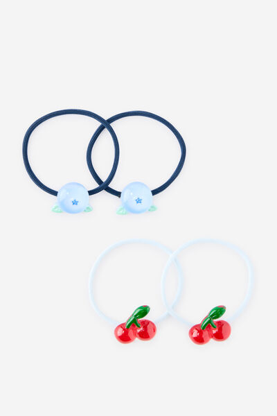 Kids Multi Pack Hair Ties, CHERRIES/BLUEBERRIES