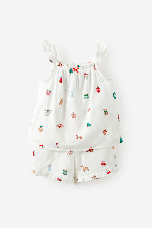 Kids Babydoll Family Xmas Pj Set, VANILLA/EVERYTHING CHRISTMAS