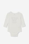 Organic Newborn Long Sleeve Bubbysuit, MILK/BEST THING TO COME OUT OF 2023 - alternate image 1