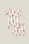 Barbie Talia Short Sleeve Pyjama Set, LCN MAT VANILLA/BARBIE PARTY - alternate image 1