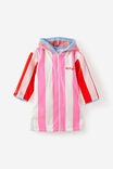 Kids Zip Thru Hooded Towel - Personalised, STRAWBERRY MILK/CONTRAST STRIPES - example image 2