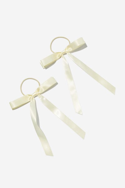 Acessório de cabelo - Bailee Bow Hair Tie 2Pk, VANILLA/SATIN