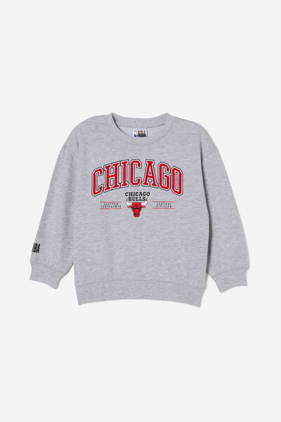 License Felix Fleece Crew Neck, LCN NBA FOG GREY MARLE/CHICAGO BULLS TEAM