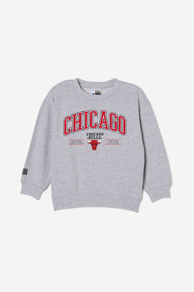 NBA Chicago Bulls Felix Fleece Crew Neck, LCN NBA FOG GREY MARLE/CHICAGO BULLS TEAM