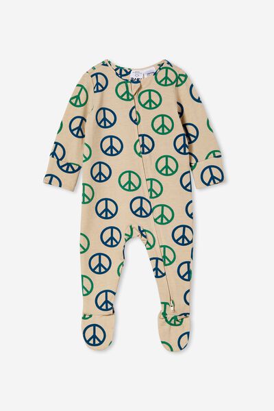 The Long Sleeve Zip Romper, RAINY DAY/PEACE SIGNS