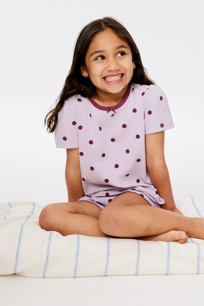 Dreamdrift Puff Short Slv Pj Set, VINTAGE LILAC/BERRY JAM ARIA SPOT
