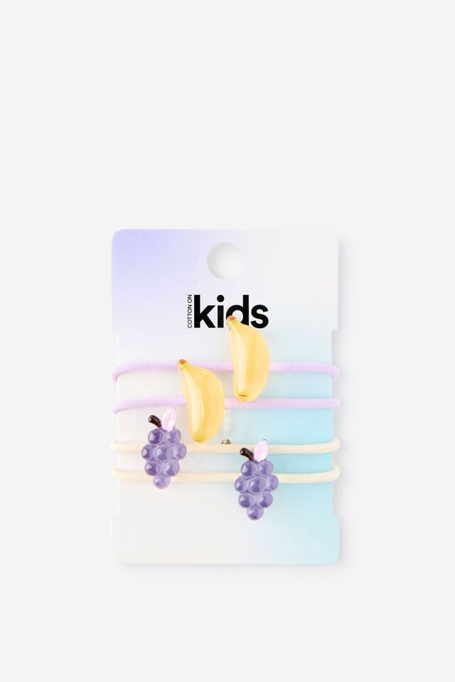 Kids Multi Pack Hair Ties, BANANAS/GRAPES
