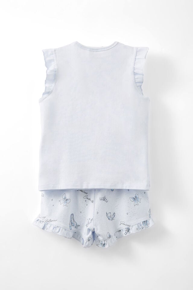 Stacey Flutter Short Sleeve Pyjama Set Licensed, LCN DIS MORNING BLUE/BALLET CINDERELLA