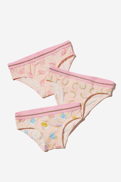 Girls 3 Pack Underwear Licensed, LCN WP CARE BEARS/BARELY PINK