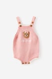 Personlisation Organic Blend Knit Bubbysuit, POP PINK MARLE/CROCHET BEAR - example image 2