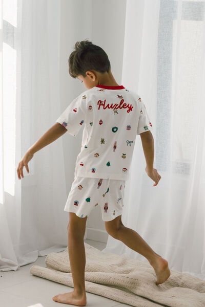 Kids Dreamdrift Family Xmas Pj Set Personalised, VANILLA/EVERYTHING CHRISTMAS