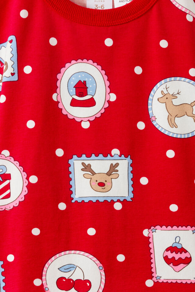 Baby Dreamdrift Family Xmas Romper, VARSITY RED/RUDOLPH SPOT
