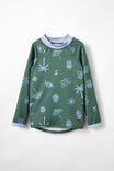 Flynn Long Sleeve Raglan Rash Vest, SWAG GREEN/BEACH - alternate image 1