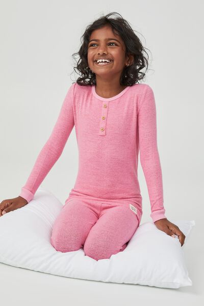 Lily Long Sleeve Pyjama Set, STRAWBERRY PUNCH/FLAME RED