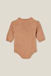 Organic Newborn Knit Long Sleeve Bubbysuit, TAUPY BROWN - alternate image 3