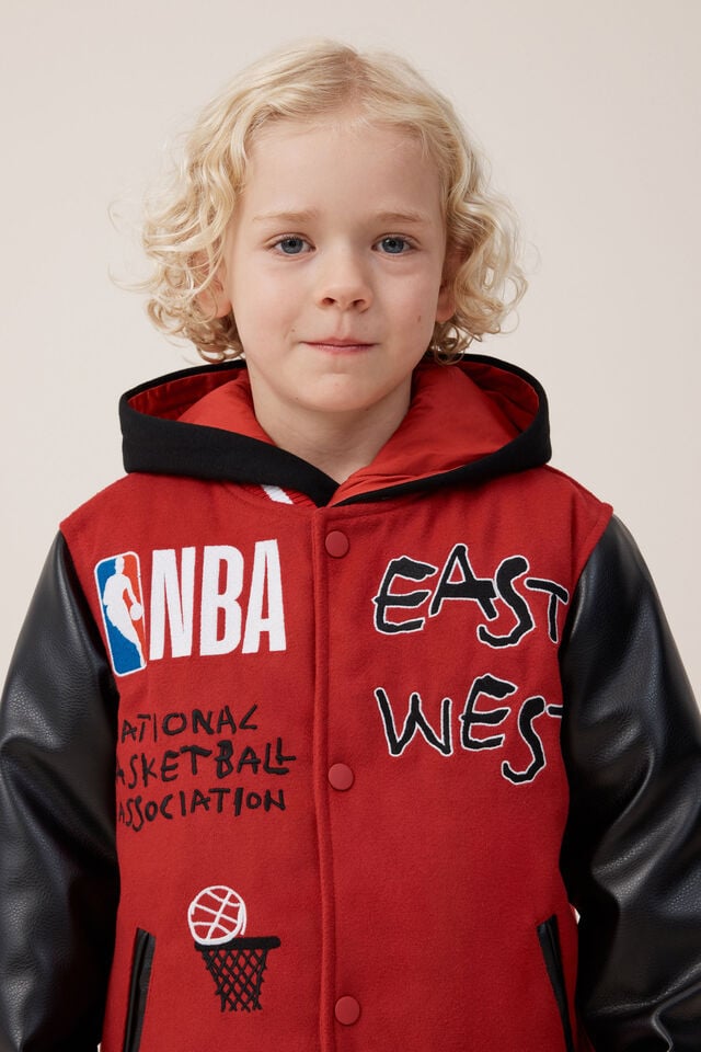 License Bomber Jacket, LCN NBA HERITAGE RED/NBA PATCHWORK