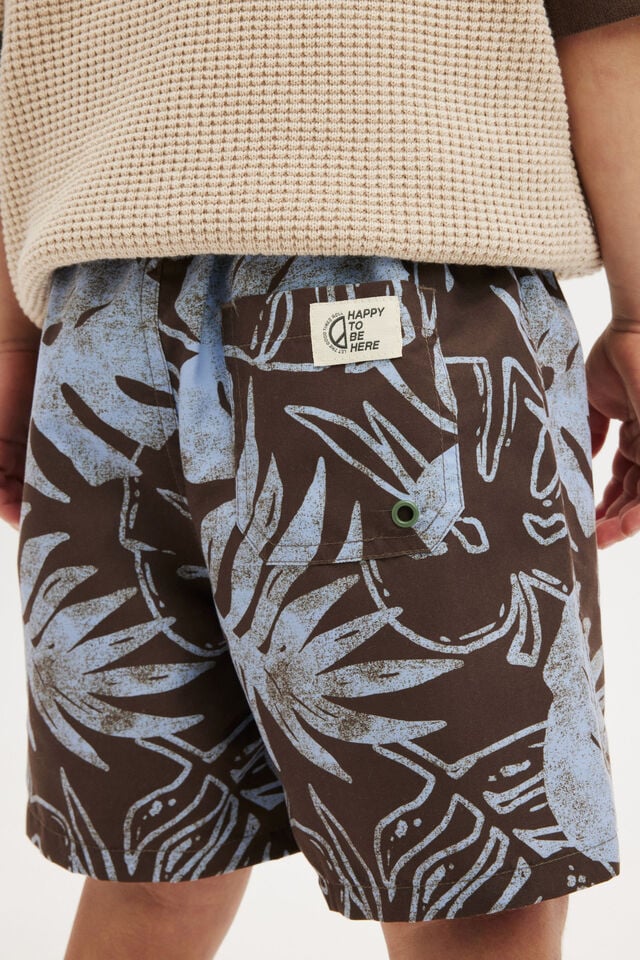 Bailey Board Short, HOT CHOCCY/DUSK BLUE PALM FOLIAGE