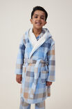 Boys Flannel Hooded Gown, FROSTY BLUE/WINTERS CHECK - alternate image 2