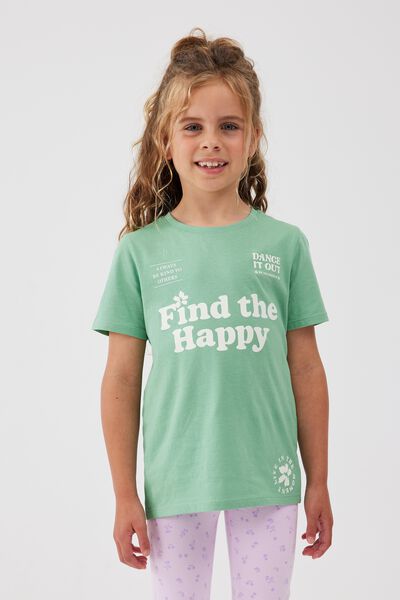 Penelope Short Sleeve Tee, GREEN PEAR/FIND THE HAPPY