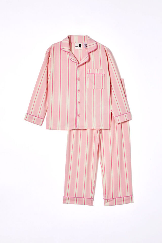Laila Long Sleeve Pyjama Set, BLUSH PINK/PJ STRIPE