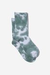 Single Pack Mid Calf Sock, RUSTY AQUA ENZYME WASH - alternate image 1