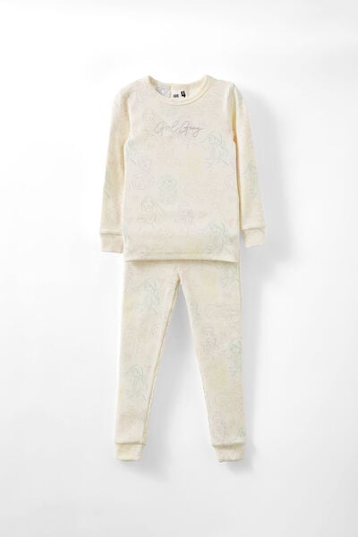 Mila Sleeve Pyjama Set Licensed, LCN DIS DARK VANILLA/BALLET PRINCESSES