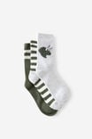 Kids 3Pk Crew Socks, CLOUD MARLE/SWAG GREEN STRIPES - alternate image 1