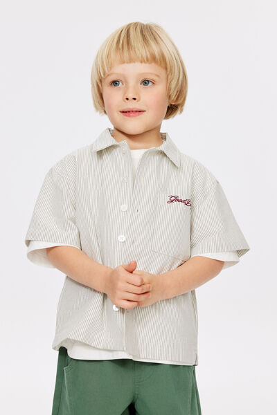 Jasper Boxy Skate Shirt, GREY/WHITE STRIPE GOOD DAYS