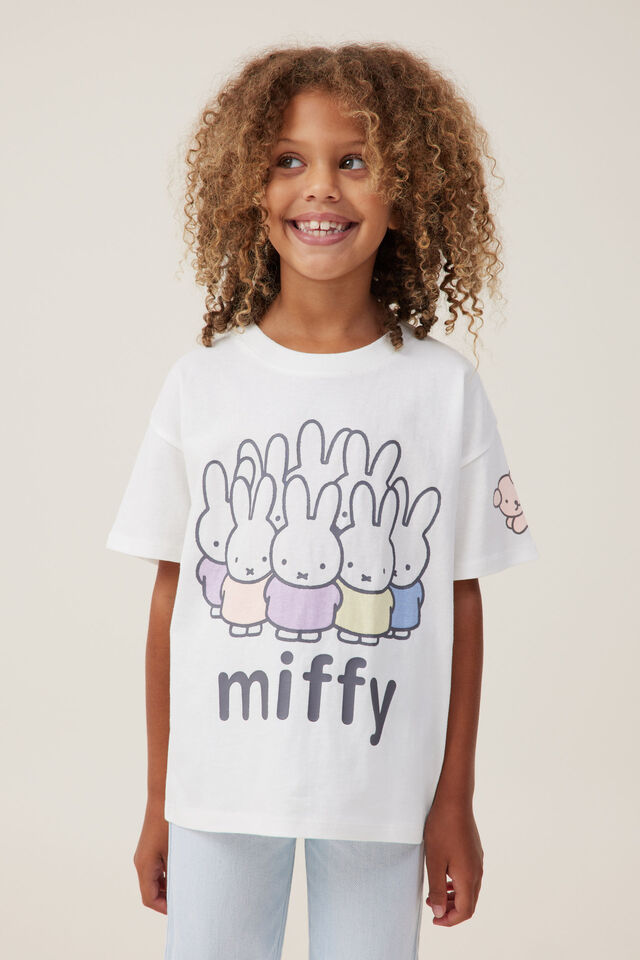 Miffy License Drop Shoulder Short Sleeve Tee, LCN MIF MIFFY GROUP/VANILLA