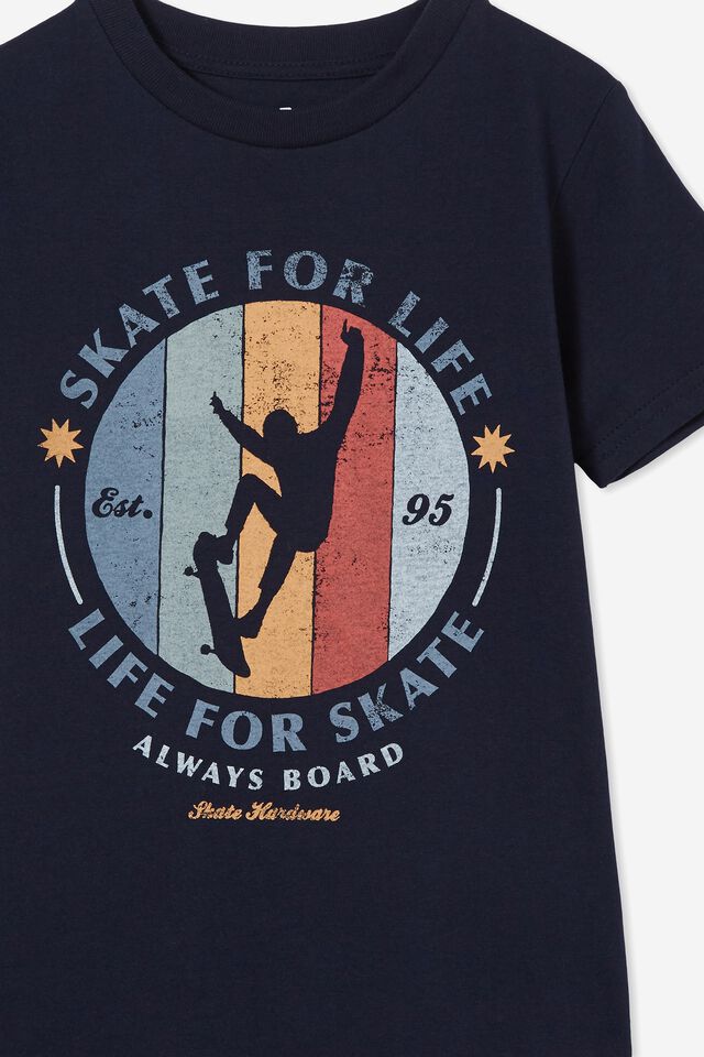 Max Skater Short Sleeve Tee, NAVY BLAZER/SKATE FOR LIFE