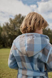 Boys Flannel Hooded Gown Personalised, FROSTY BLUE/WINTERS CHECK - alternate image 3