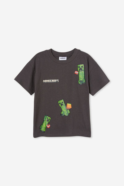 License Drop Shoulder Short Sleeve Tee, LCN MIN PHANTOM/MINECRAFT CREEPER