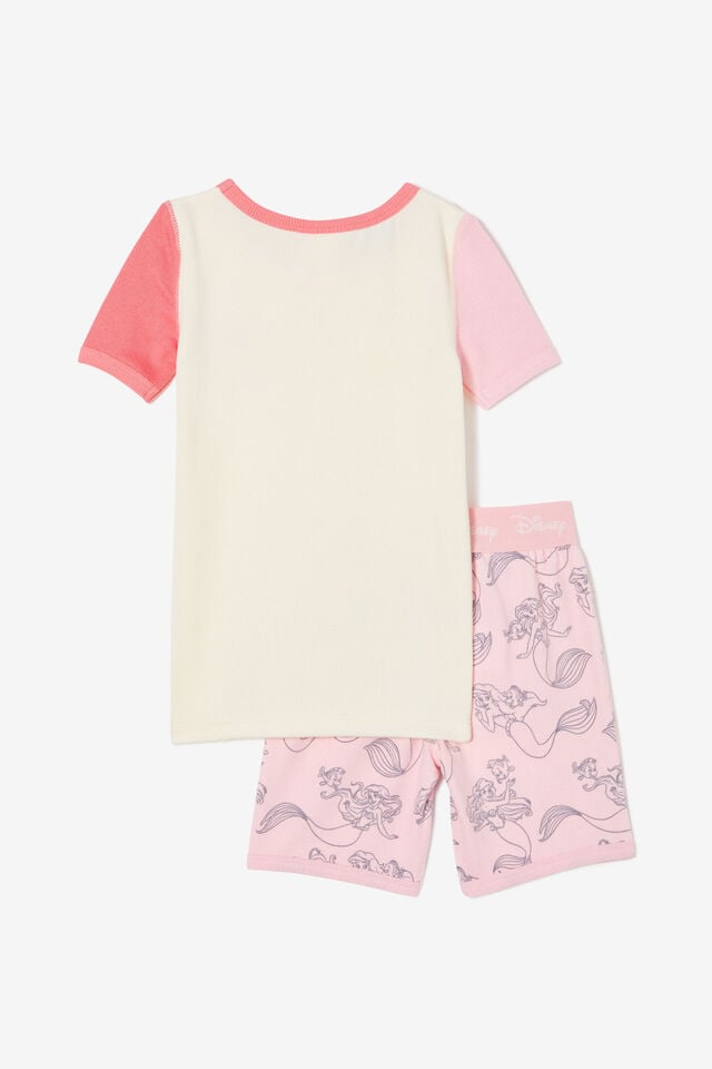 The Little Mermaid Harlow Super Soft Short Sleeve Pyjama Set, LCN DIS DARK VANILLA/ ARIEL BFF