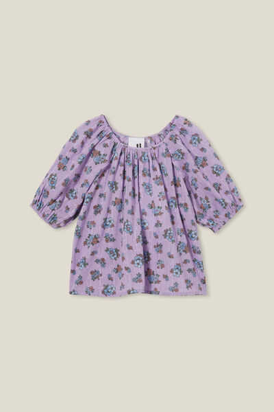 Willow Short Sleeve Top, LILAC DROP/AVA DITSY