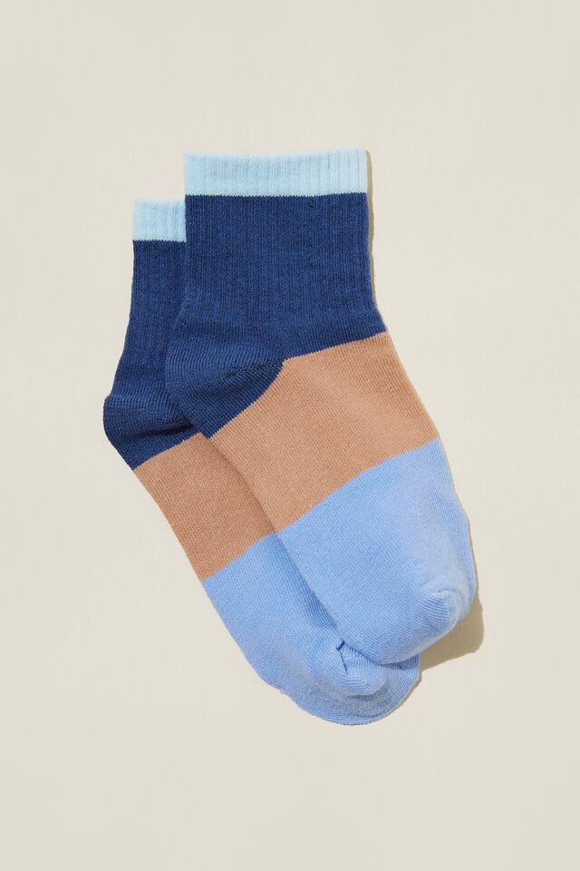 Meias - Single Pack Mid Crew Sock, PETTY BLUE/TAUPY BROWN SPLICE