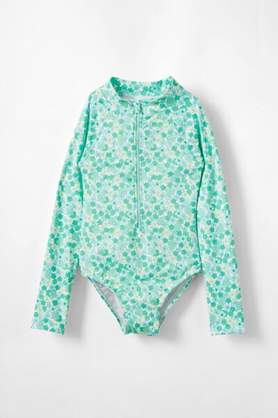 Lydia One Piece, VANILLA/GREEN DITSY FLORAL