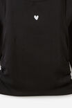 Fitted Long Sleeve Essential Gathered Top, BLACK/VANILLA HEART - example image 2