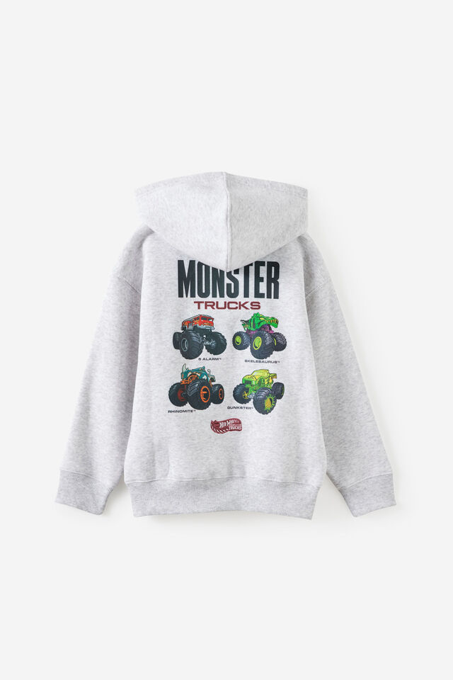 License Sammy Oversize Hoodie, LCN MAT GREY MARLE/HOT WHEELS MOSTER TRUCKS