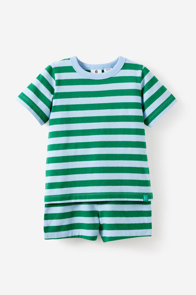 Dreamdrift Short Sleeve Pj Set, BOBBI STRIPE CLOUD BLUE/ENGLISH IVY