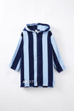 Kids Zip Thru Hooded Towel - Personalised, IN THE NAVY/DUSK BLUE LIGHT STRIPE - alternate image 1