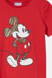 License Short Sleeve Tee, LCN DIS MICKEY MOUSE STRIPEY/LUCKY RED