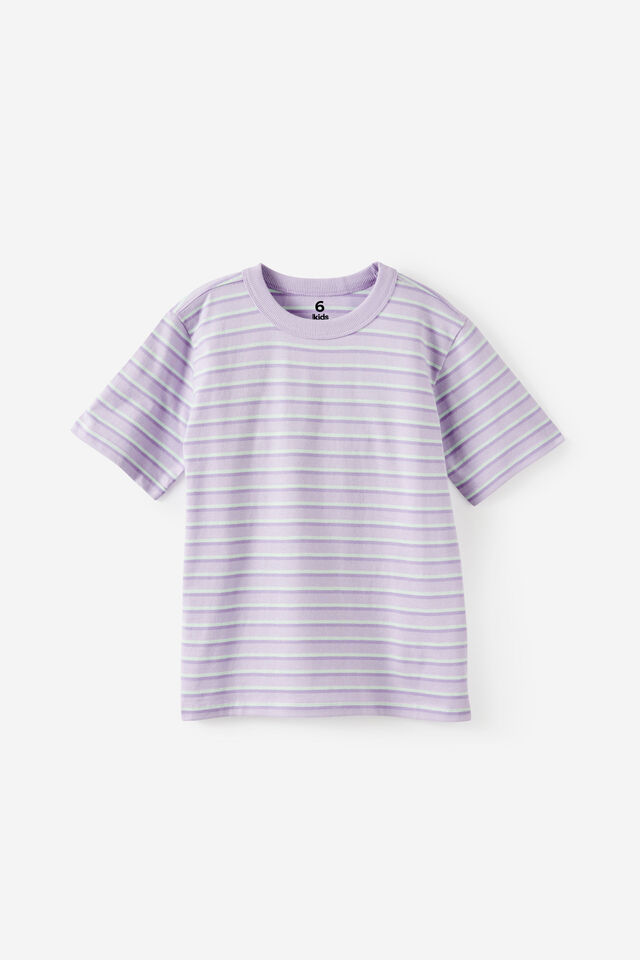 Essential Short Sleeve Graphic Tee, VINTAGE LILAC/PURPLE HUE/LIMELIGHT STRIPE