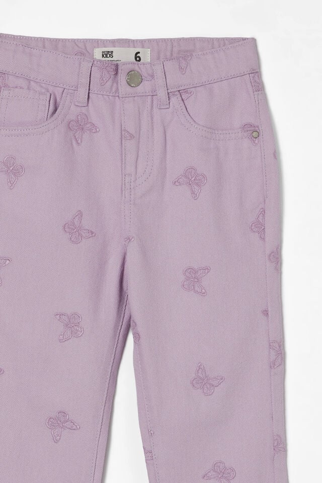 India Mom Jean, LILAC DROP/BUTTERFLY EMBROIDERY