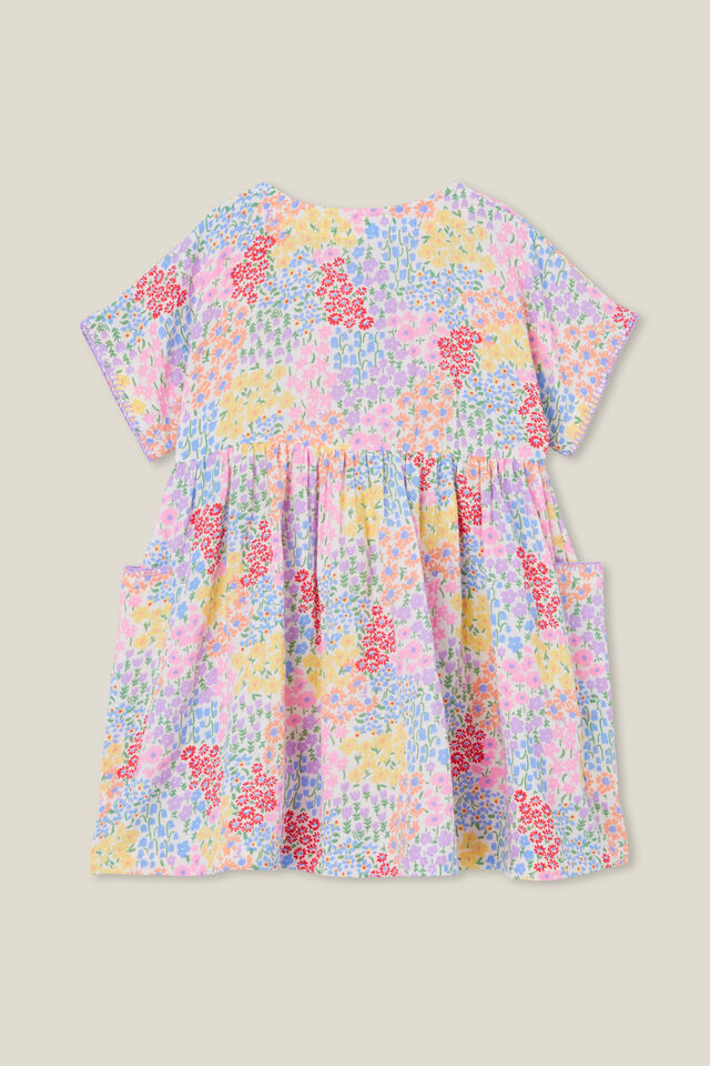 Isabel Short Sleeve Dress, VANILLA/ANTHURIUM FLORAL FIELDS