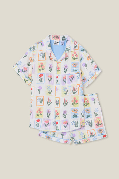 Amy Short Sleeve Pyjama Set, VANILLA/MEERI FLORAL